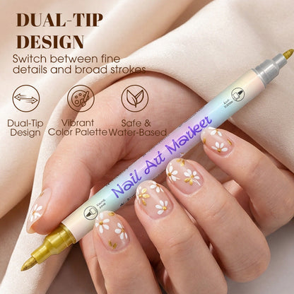 💸🚫 50% KORTING! Waarom €60 betalen voor nail art als je het zelf kunt? Deze dual-tip pennen maken van jouw nagels een kunstwerk – je vriendinnen vragen straks waar je salon zit!