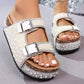 👡 50% KORTING! ✨ Sandalen met dubbele gespen en kurken hak – elegant ontwerp, comfortabele pasvorm en perfect voor een stijlvolle zomerlook 💎
