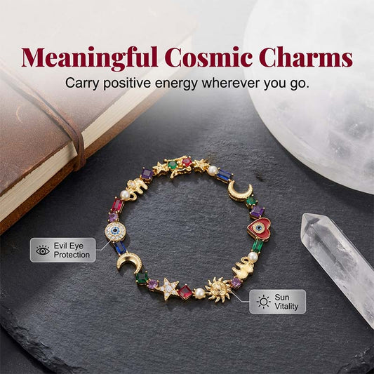 🌠 Hemelse Charms Armband — Zon, Maan & Kristallen | Elegant & Verfijnd ✨ -66% KORTING VANDAAG 🔥