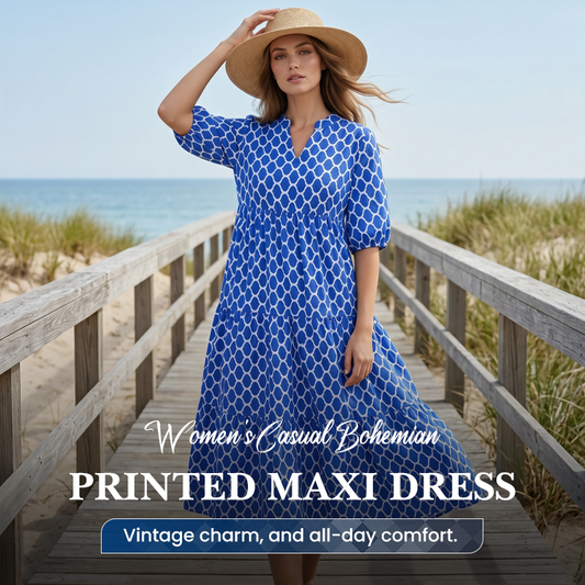 🌺 50% KORTING NU! ✨ Boheemse Bedrukte Maxi Jurk – Casual, Vloeiend & Chic – Elegante Zomervakantie Lange Jurk 👗