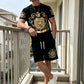 👕50% KORTING NU!👑 Heren Gouden Wapen Print T-Shirt & Shorts Set – Stijlvol, Ademend & Perfect voor Casual Zomerdagen of Sportieve Looks 🩳