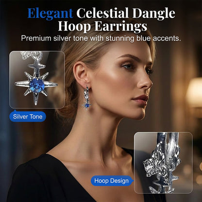 ✨ 50% KORTING 🌙 Hemelse Hangende Creool Oorbellen – Zilverkleurig – Maan & Sterren, Fijn & Elegant – Perfect voor een Boheemse of Dagelijkse Look 💫