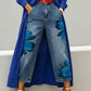 Wide-Leg Jeans voor Dames met Artistieke Bloemenprint