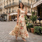 🌸2026 Nieuw Binnen🌸 👗 Elegante Bloemenprint Geplooide Maxi-jurk ✨– Romantische Vierkante Hals, Ruche Mouwen & Vloeiende Bloemrok🌷