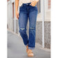 🔥HALVE PRIJS👖Dames hoogtaillende spijkerbroek, gescheurd, recht model & ademend