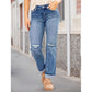 🔥HALVE PRIJS👖Dames hoogtaillende spijkerbroek, gescheurd, recht model & ademend