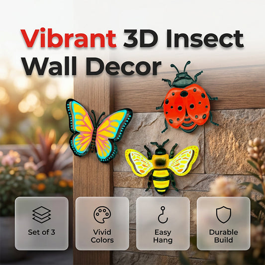 🐝 TIJDELIJK 50% KORTING! ✨ 3D Insecten Wanddecoratie – Bij, Vlinder, Lieveheersbeestje, Weerbestendig