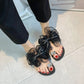 🎀 TIJDELIJK 50% KORTING! ✨ Strik Platte Strandsandalen – Antislip, Fonkelende Edelsteen, Lichtgewicht 🏖️