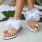 🎀 TIJDELIJK 50% KORTING! ✨ Strik Platte Strandsandalen – Antislip, Fonkelende Edelsteen, Lichtgewicht 🏖️