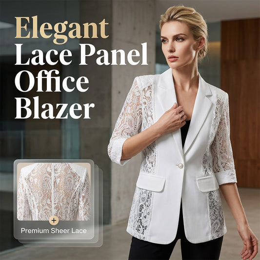 🤵‍♀️ TIJDELIJK 50% KORTING! ✨ Witte Kant Blazer – Slim Fit, 3/4 Mouw, Elegante Overgang 👑