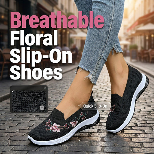 🌸💥 50% KORTING! Instapschoenen met borduur, antislip & vetersloos, voor senioren