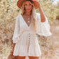 🌸 NU 40% KORTING! 🌸 Dames Kant Haakwerk Romper Jurk met Ingebouwde Shorts