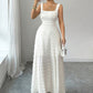 Dames Mouwloze Vierkante Hals Split Maxi Jurk