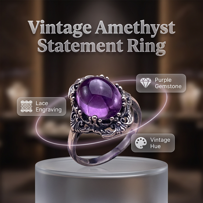 📢📢50% KORTING !! ⏰Vintage Kant Amethist Ring