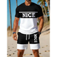 🎉 BEPERKTE TIJD 50% KORTING! 👕 Heren Colorblock T-shirt en Shorts Set – Ademende Stof & Verstelbare Trekkoord Taille 🔥