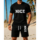 🎉 BEPERKTE TIJD 50% KORTING! 👕 Heren Colorblock T-shirt en Shorts Set – Ademende Stof & Verstelbare Trekkoord Taille 🔥