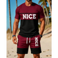 🎉 BEPERKTE TIJD 50% KORTING! 👕 Heren Colorblock T-shirt en Shorts Set – Ademende Stof & Verstelbare Trekkoord Taille 🔥