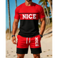 🎉 BEPERKTE TIJD 50% KORTING! 👕 Heren Colorblock T-shirt en Shorts Set – Ademende Stof & Verstelbare Trekkoord Taille 🔥