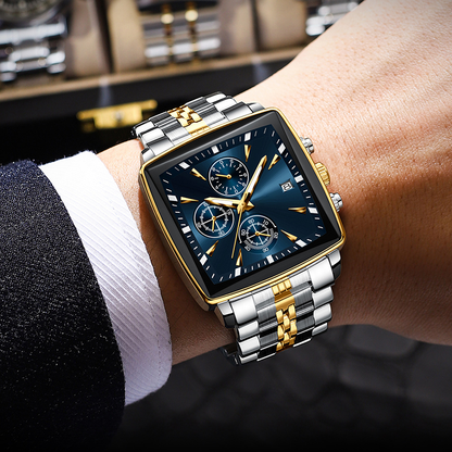 💥Heren klassiek vierkante wijzerplaat quartz horloge