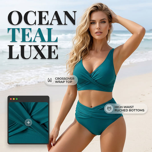 Dames high-waisted gerimpelde bikiniset