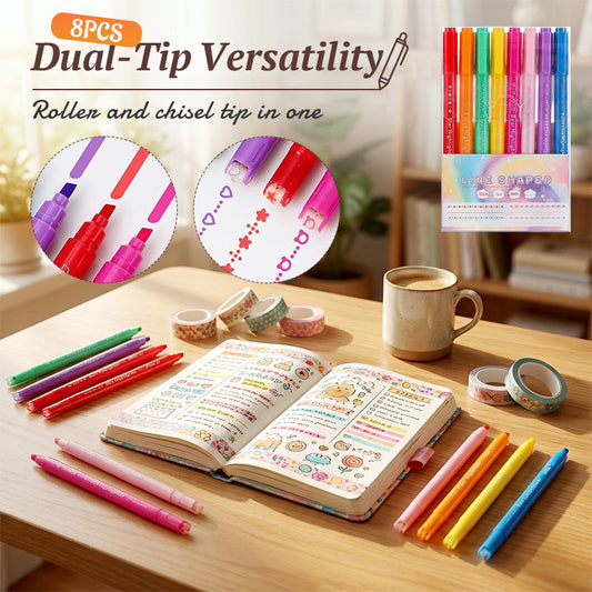 📢📢50% KORTING!! ⏰8-delige Dual Tip Curve Markeerstift Set