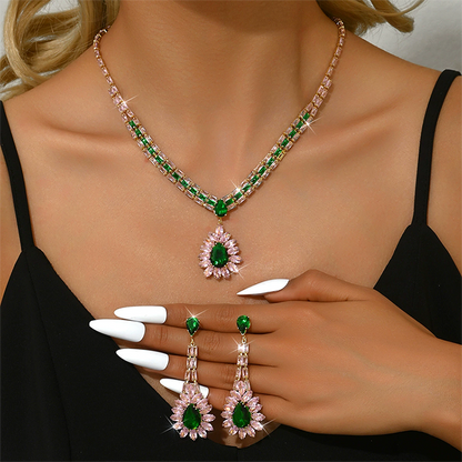 🌸 50% OFF NOW! 🌸Pink & groen zircon: de blikvanger die elke outfit laat stralen